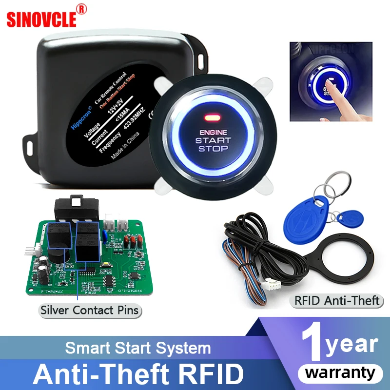 Sinovcle Car Alarm Remote Control PKE Car Keyless Entry Engine Start Alarm System Push Button Remote Starter Stop Auto car alarm kit,car alarm remote control,car remote starter