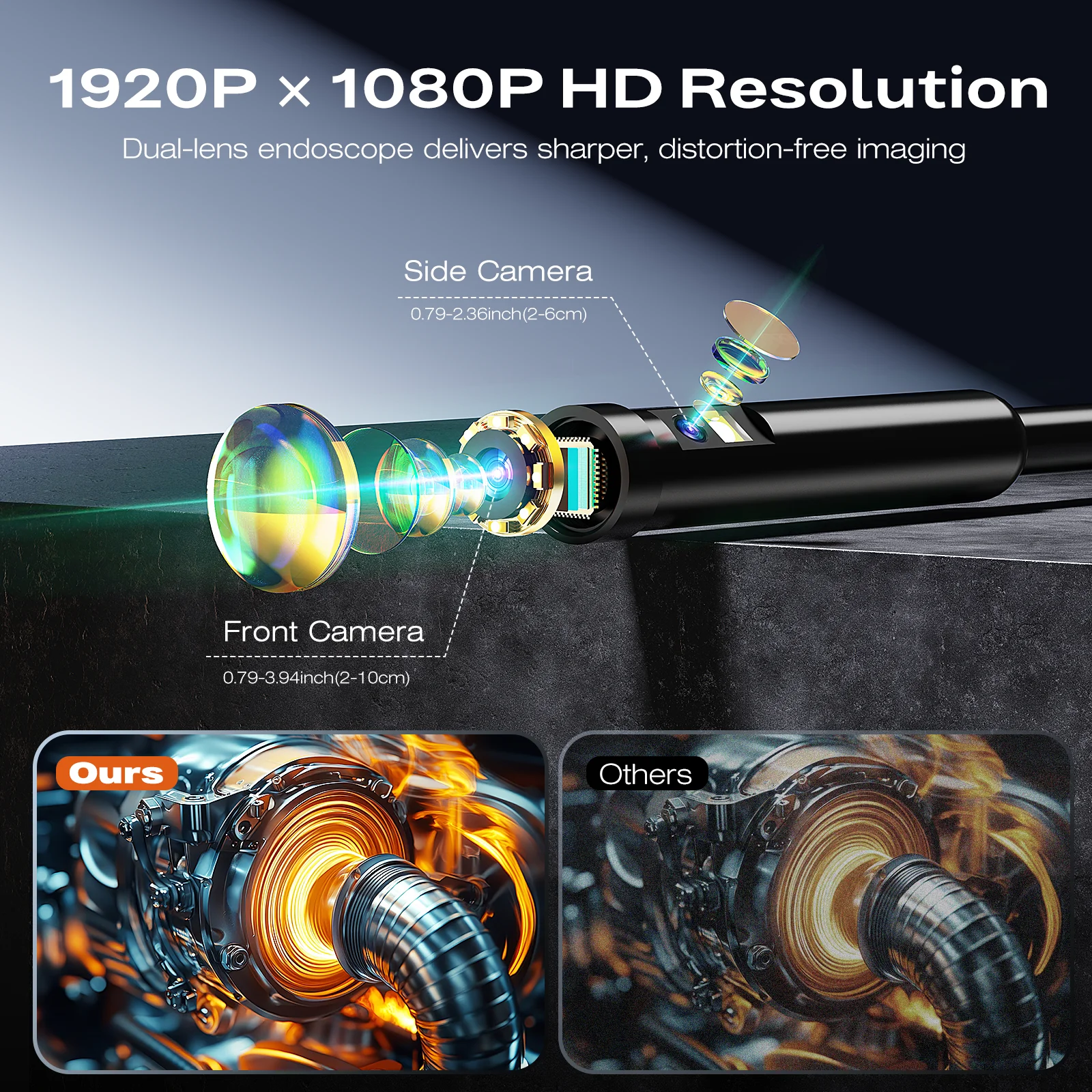 Endoscope Camera 4.3 Inch Screen 1080P HD Industrial Endoscope Camera IP67 Water