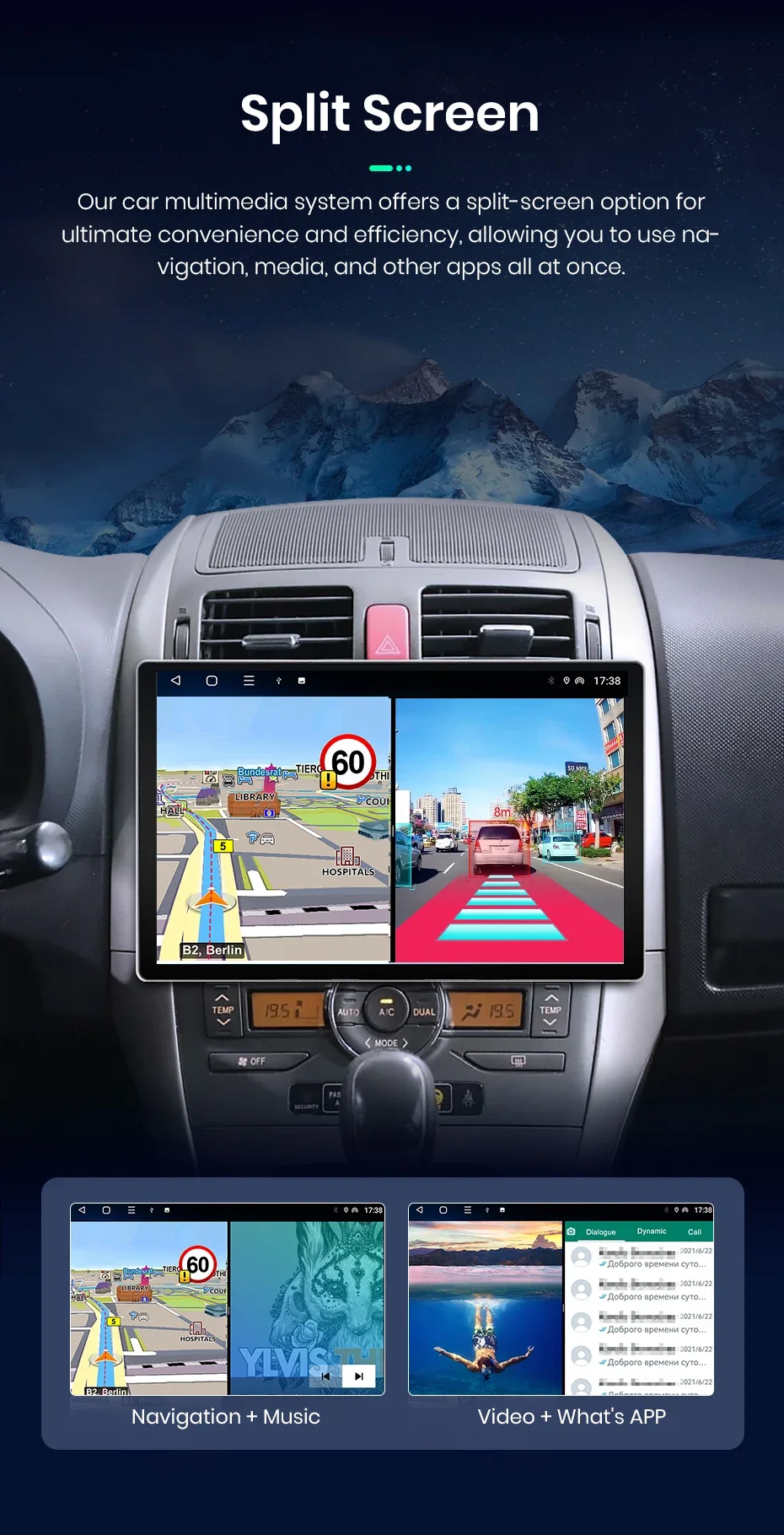Junsun x7 Serie 11.5 "2k ai Stimme drahtloses Carplay Android Auto Autoradio für Toyota Auris E150 2012-Multimedia Autoradio – Detail 15