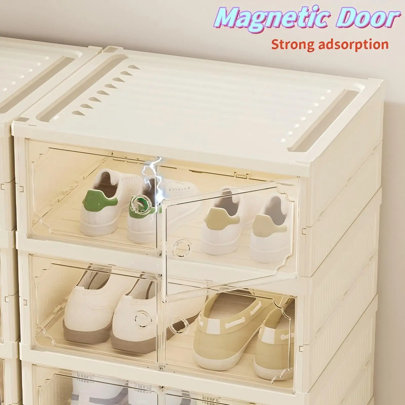 Widening Shoe Cabinet Transparent Heightening Shoes Box Thickened Foldable Sneaker Shoe Organizers Dustproof 12-grid Shoes Bins shoe organizer shoe cabinet