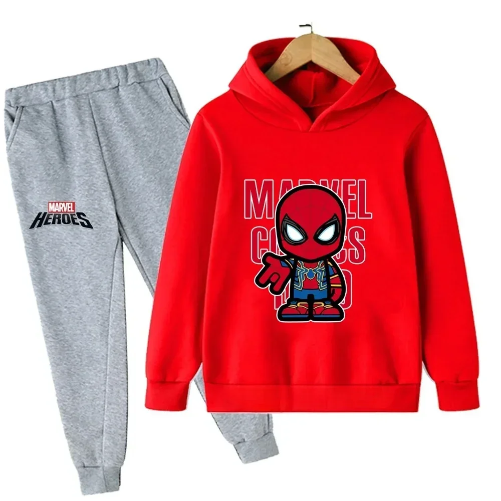 thumbnail image 1 of Ropa de moda de primavera y otoño para niños, sudaderas con capucha y pantalones con estampado de dibujos animados de Marvel Spiderman, conjuntos de 2 piezas, trajes deportivos informales para niños y, 1 of 5