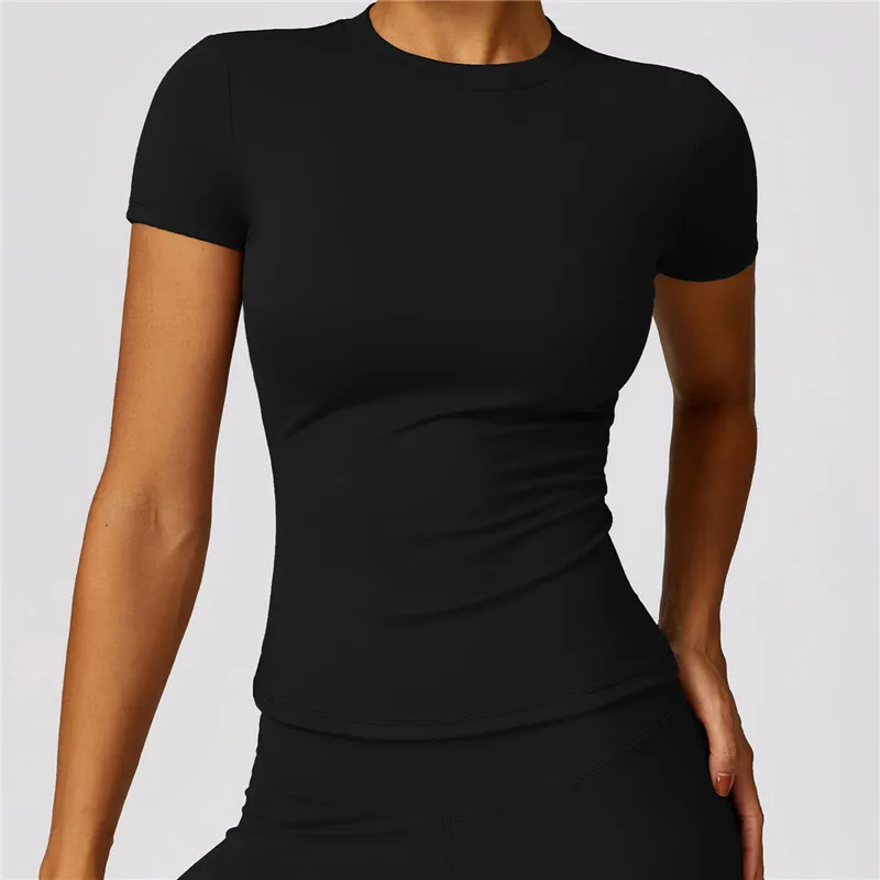Women Clothing Yoga Gym T Shirts Slim Fit For Sports Fitness Yoga Short Sleeve Running Exercise Sport Tops Compression Shirts
