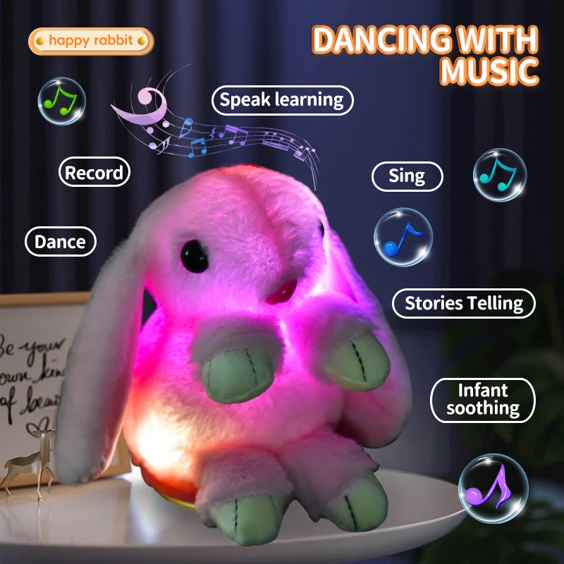Interactive Storytelling Rabbit Toy-Light & Music Educational Toy for Kids, USB Charging, Ages 3+