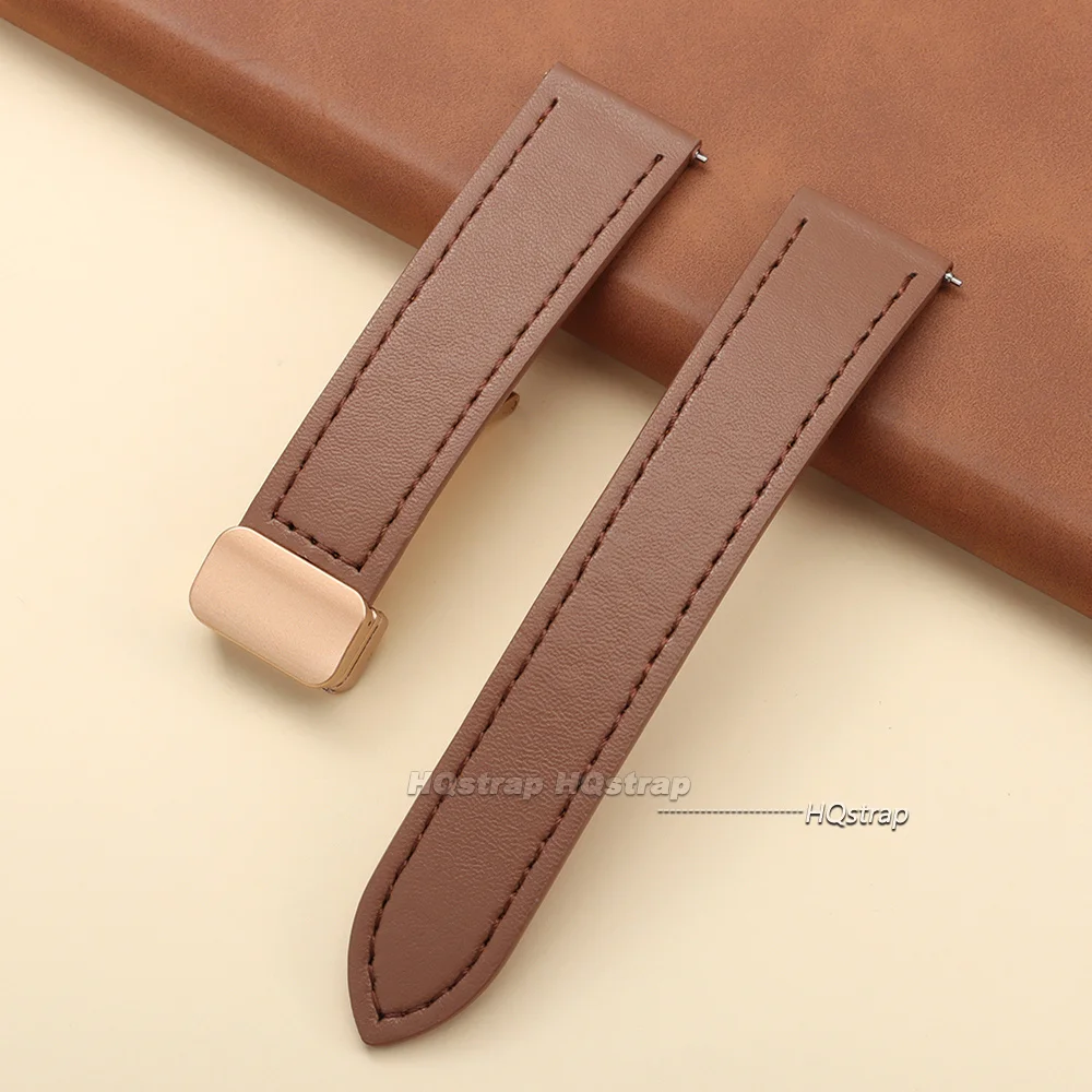 Magnetic Buckle Leather Watch Strap - Universal Quick Release Band
