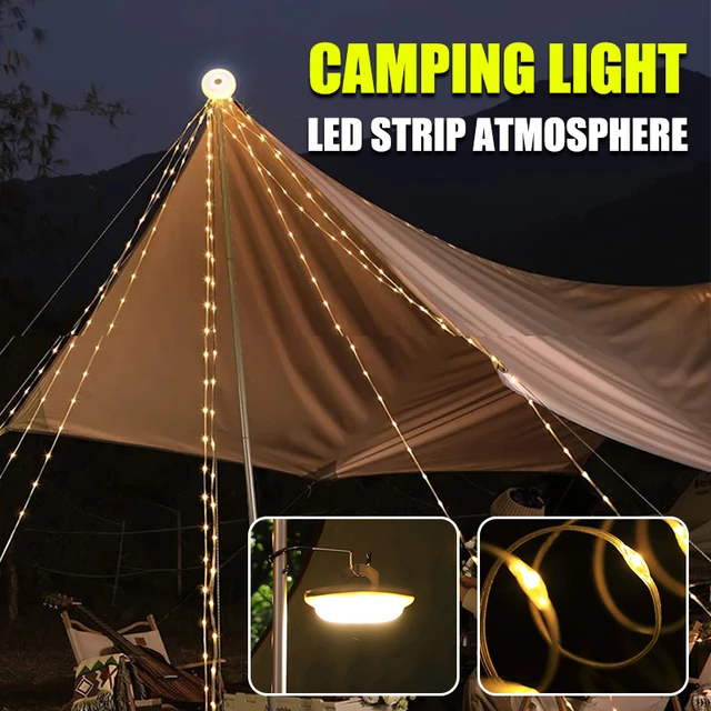 LED Camping Lamp Strip Atmosphere Lamp 10M Camping Lights String Waterproof  Light Belt Room Tent Lamp Outdoor Garden Decoration