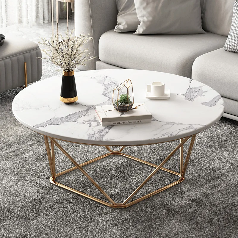 

Nordic Luxury Coffee Table Simple Living Room Home Iron Art Coffee Table Apartment Marble Mesa Auxiliar Small Round Table