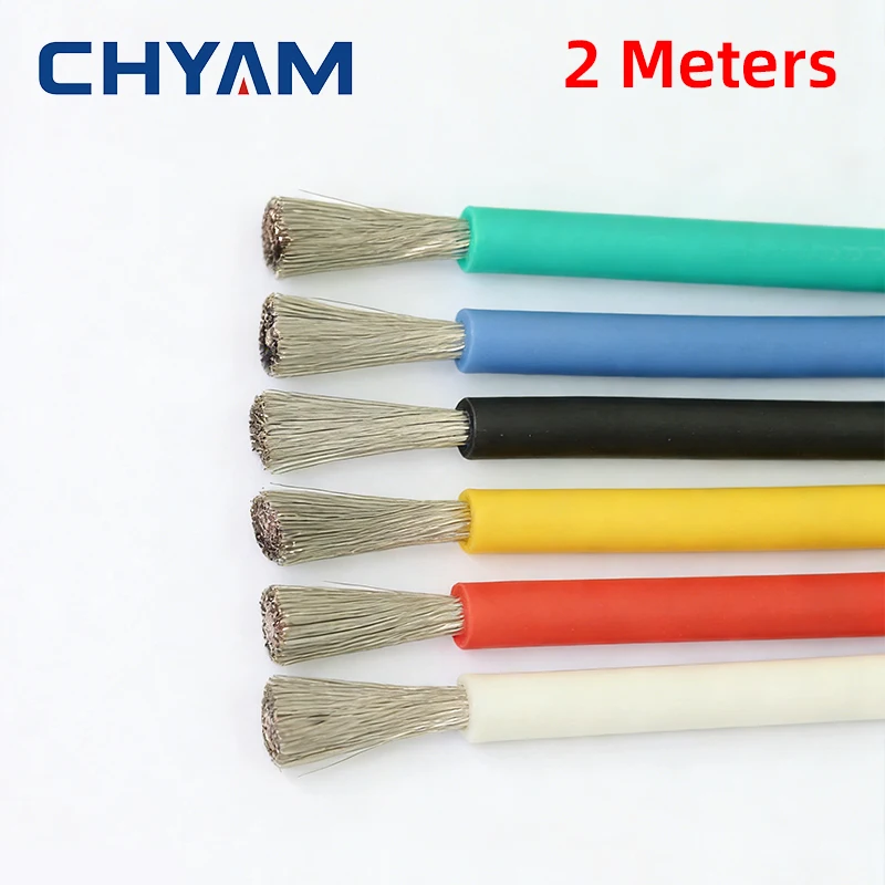 Fil en silicone souple de câble, 10AWG, 11, 12, 13, 14, 15, 16, 17, 18, 20, 22, 24AWG, Heat 02/10/2018, 200 °, Froid 02/10/2018-60 °, Haute qualité, 2m