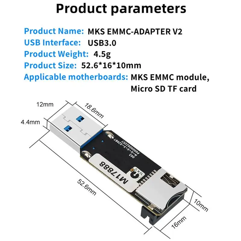 3D 프린터 부품, USB 3.0 액세서리 리더 카드, 쓰기 작업용 3D 프린터 도구, 높은 읽기 속도, MKS EMMC 모듈