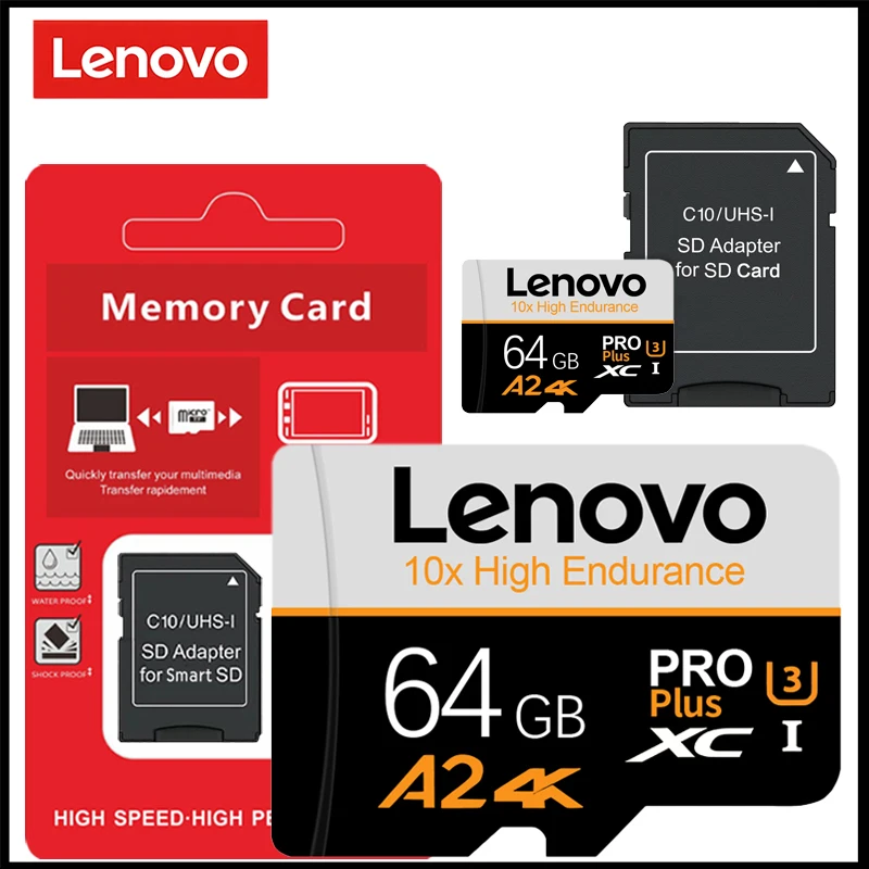 레노버 마이크로 SD 카드 UHS-I 고속 전송 메모리 카드 128GB 256GB 512GB U3 V30 TF 플래시 카드 (카메라, 감시 장치용)