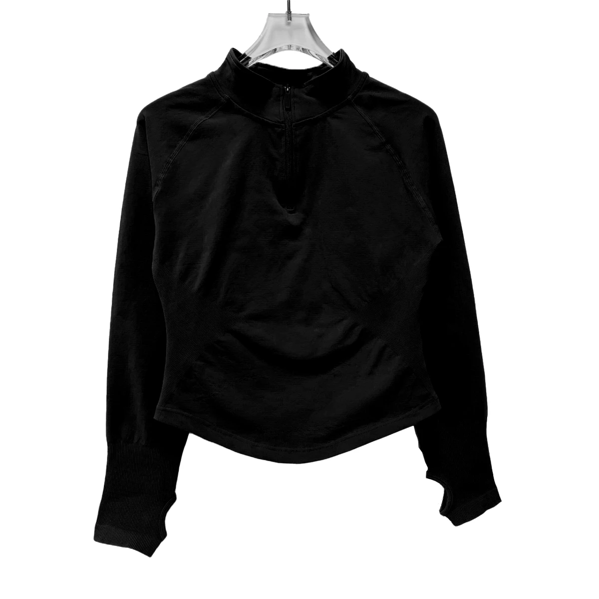 Haut de Sport Femme Manches Longues Demi-Zip