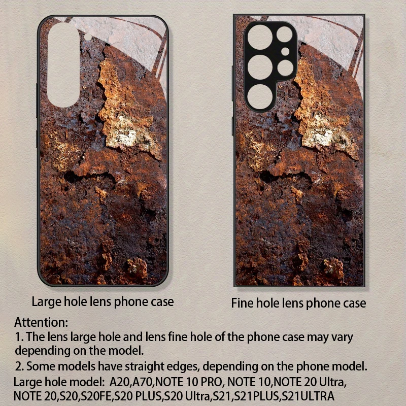 Rust Iron Pattern 2D Tempered Glass Phone Case - Durable Protective Cover