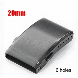 Silver Stainless Steel Folding Safety Clasp for Watch Straps - Replacement Deployant Buckle (Black 20mm)