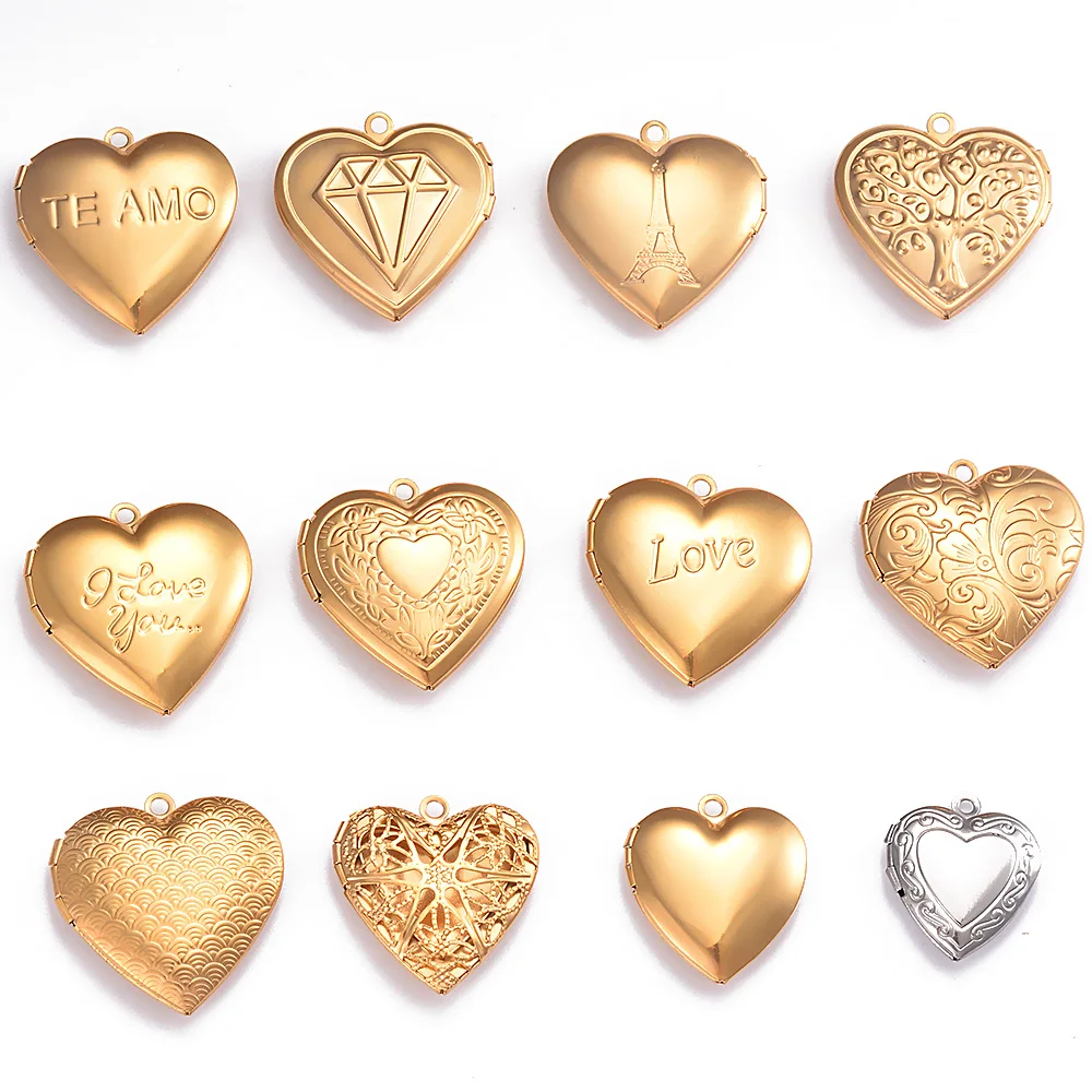 Stainless Steel  Mirror Polished Charms Openable Love Heart Photo Frame Locket Pendants Put Photos Memorial Jewelry Making Gift 2