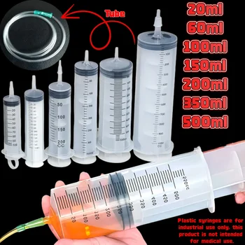 Siringhe in plastica multifunzionali durevoli di grande capacità con tubo da 1 m 20 ml-550 ml 100 ml per strumento di misurazione della pompa dell'olio per l'alimentazione degli animali domestici