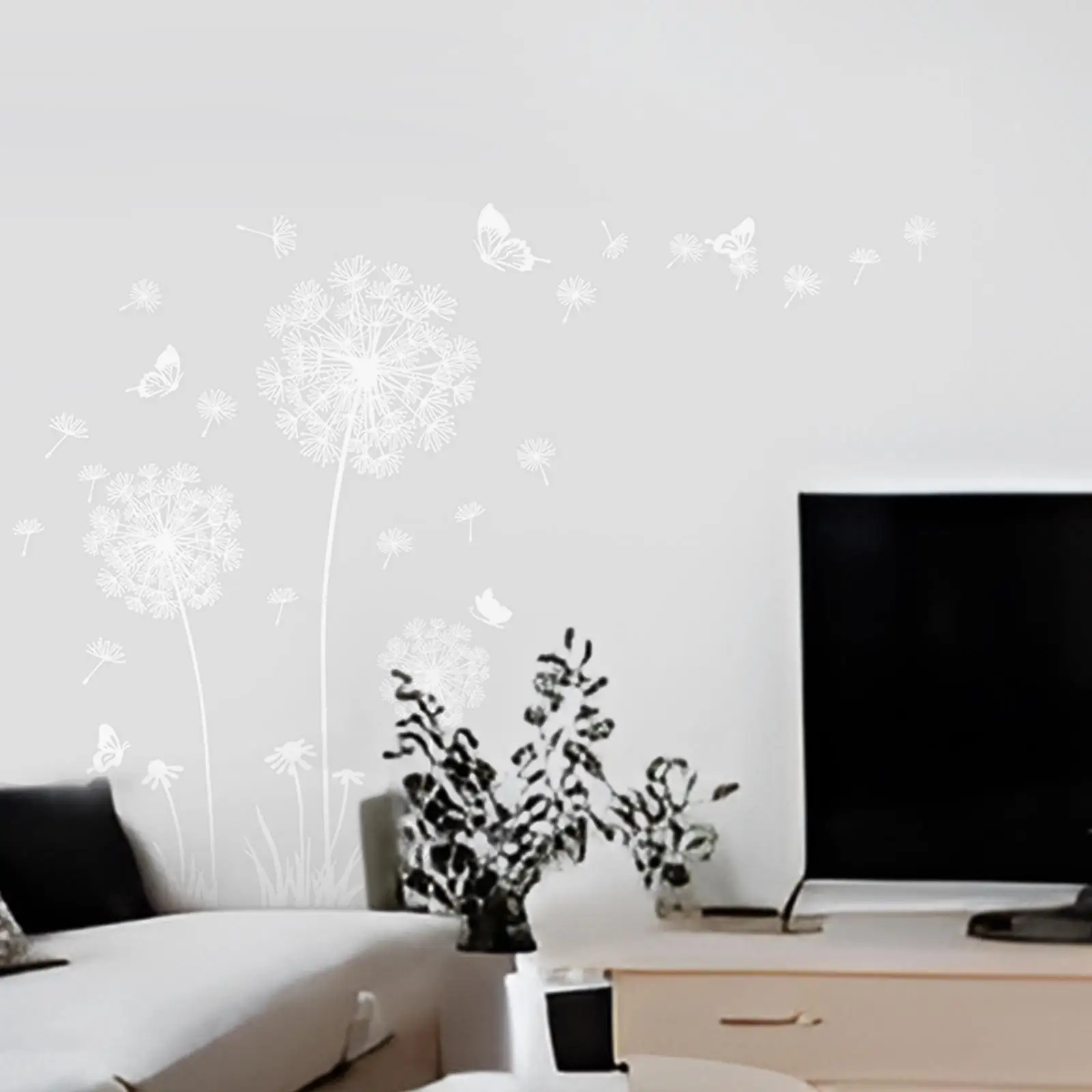 DIY White Dandelion Wall Sticker Decals Waterproof Decorative Peel and Paste Butterflies Flying for Sofa Backdrop Accessory DIY White Dandelion Wall Sticker Decals Waterproof Decorative Peel and Paste Butterflies Flying for Sofa Backdrop Accessory