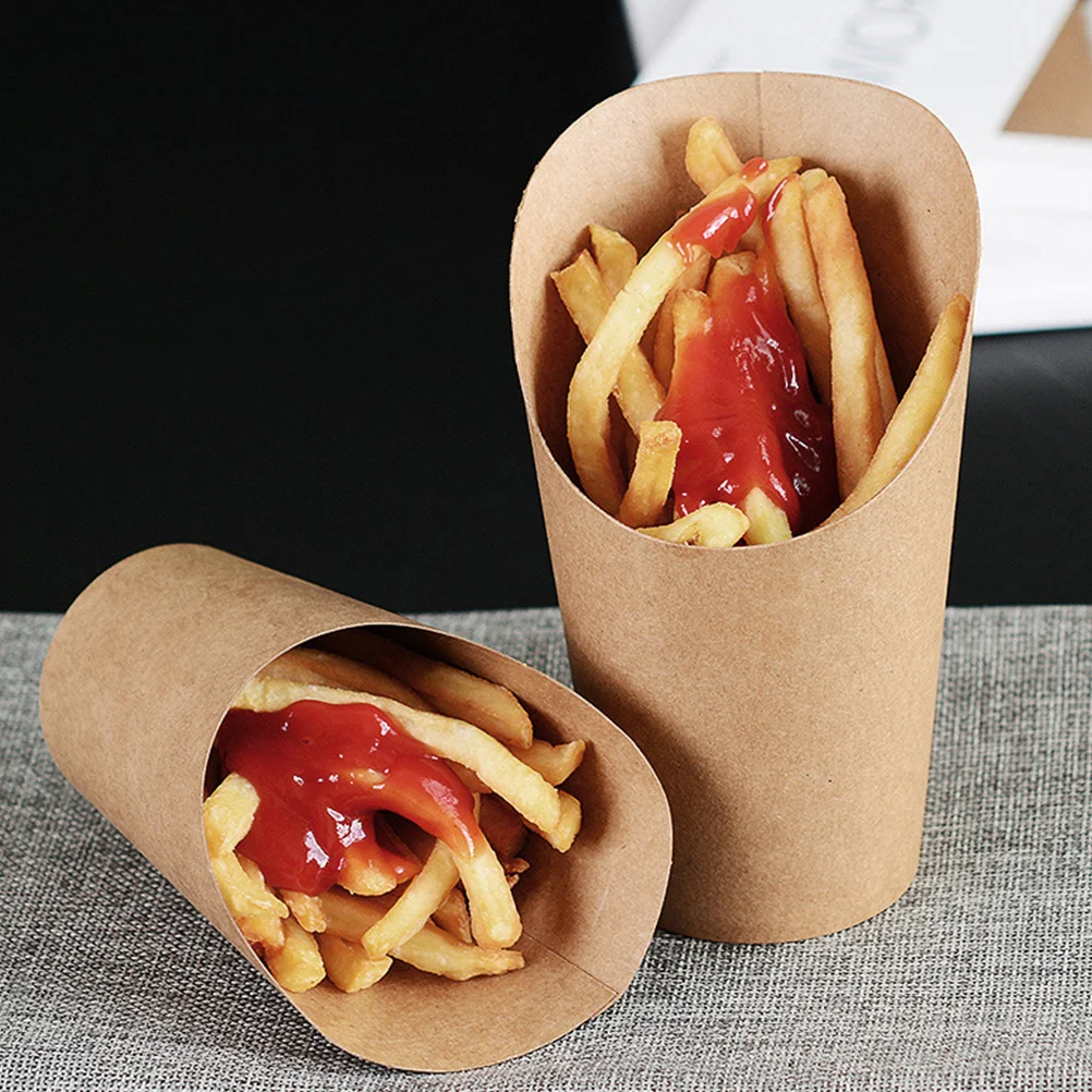 

French Fries Snacks Storage Bags Kraft Paper Bag French Fries Holders Fried Chicken Snack Take Out Packaging Bucket