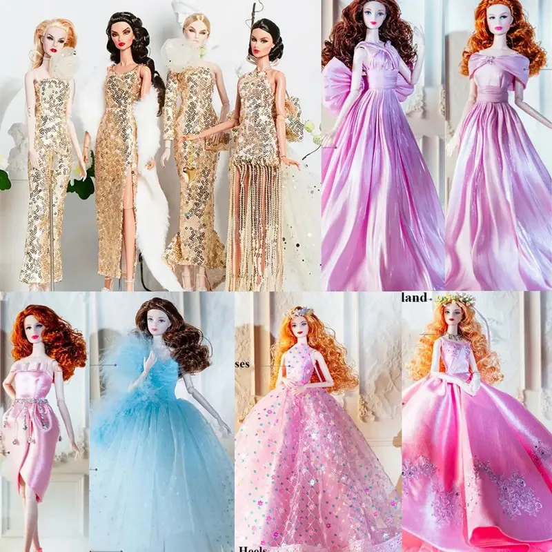 New European Lace Golden Dress Set DIY Fashion Wedding Dresses 6 Styles Doll Clothes Accessories for 30cm BJD Doll