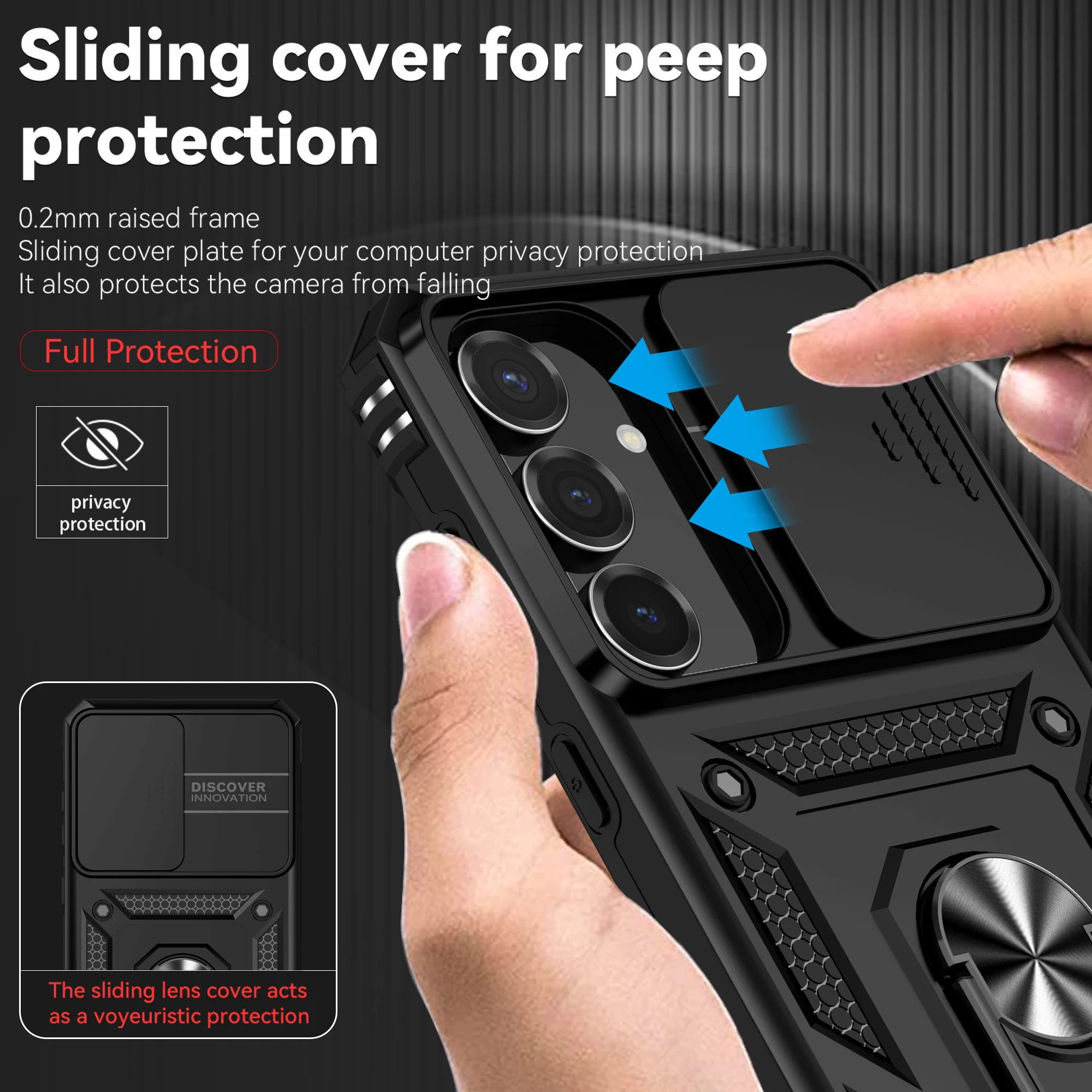 Shockproof Armor Case with Ring Holder and Lens Protection – Enhanced Durability Cover