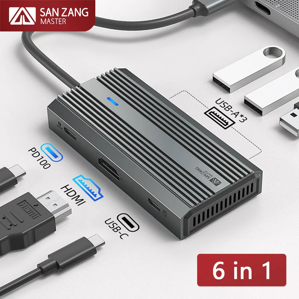 

SANZANG USB 3.0 Docking Station Hub 5Gbps Type C Splitter Multi Ports Several Socket HDMI 4K Adapter Switch For Macbook Laptop