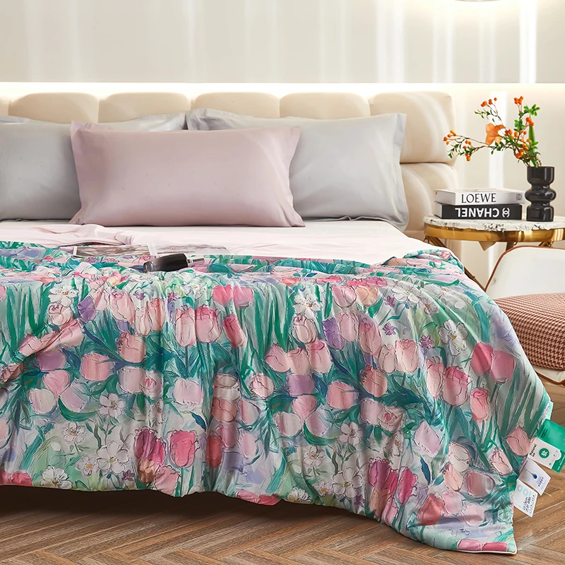 الأزهار نمط المعزي لحاف ناعم بطانية الصيف لحاف ناع...