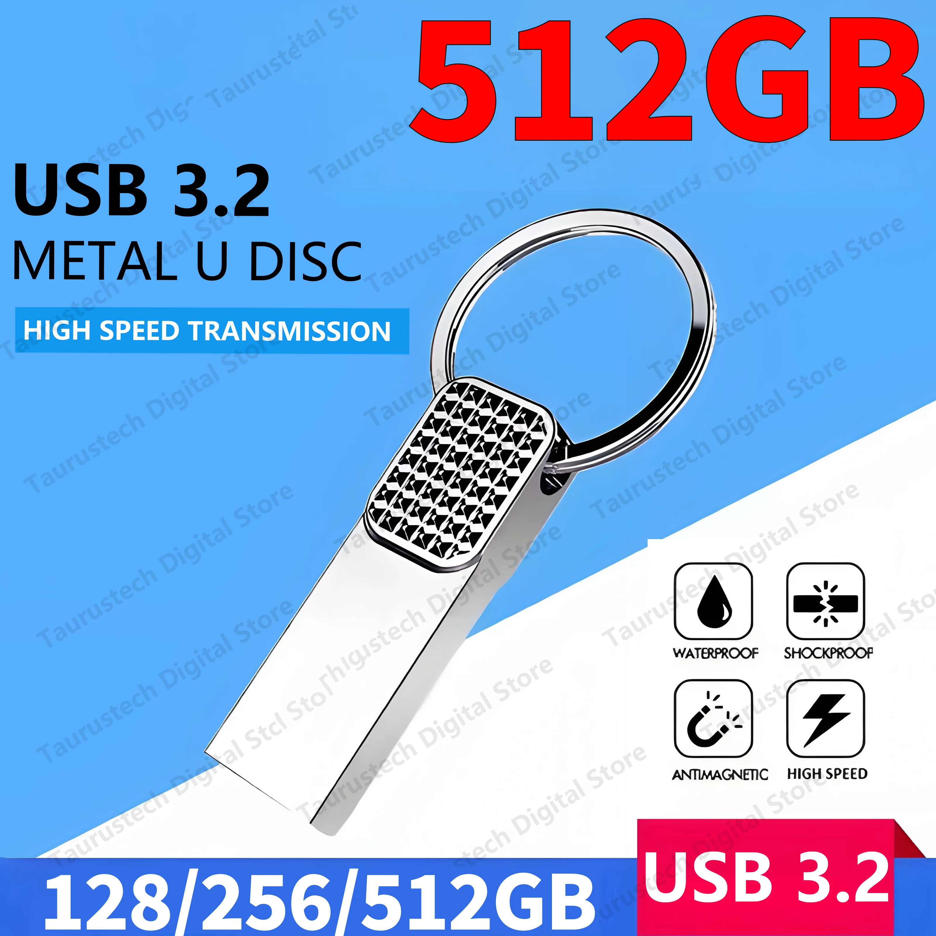 High-Speed 512GB Metal Waterproof USB 3.0 Flash Drive - Type C Pen Drive for Enhanced Computer Storage