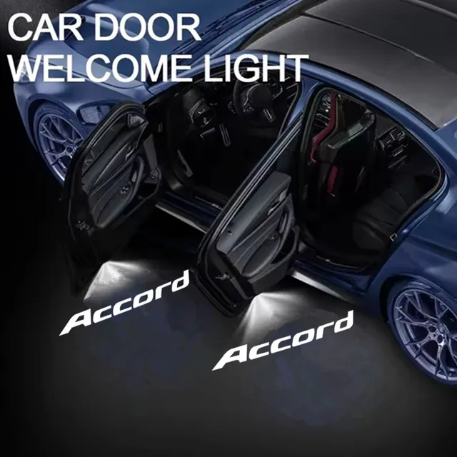 Led Car Door Ghost Light Emblem Logo Laser Projector Welcome Lamps 2pcs For Honda New Accord 2014 2015 2016-2024 Car Accessories