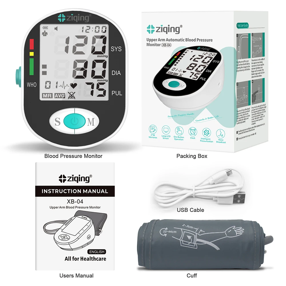 

ziqing Automatic Digital Upper Arm Blood Pressure Monitor Heart Beat Rate Meter Tonometer Sphygmomanometers тонометр давления