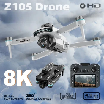 Drone Z105 Originale con Fotocamera Professionale 4K/8K HD, Posizionamento Ottico, Motore Brushless, WIFI FPV, Schermo di Controllo da 4,3 Pollici