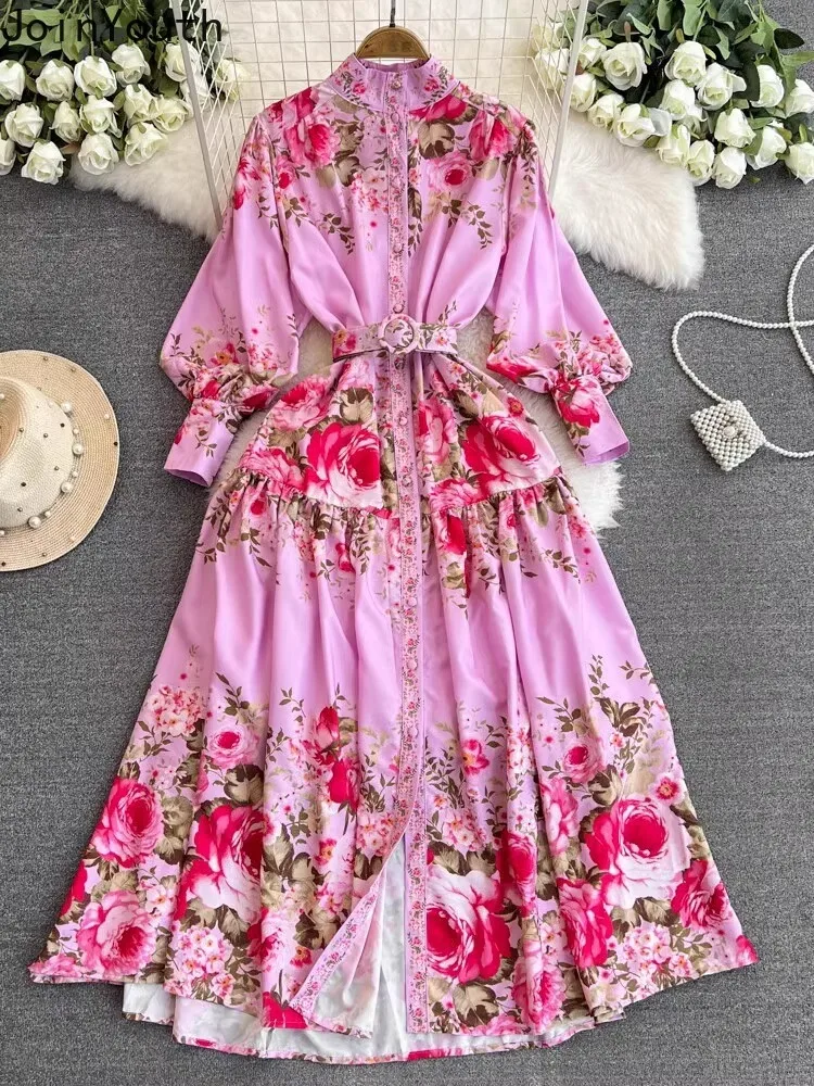 【美品】ROBE de FLEURS Bow One-shoulder Oscar Metallic Floral Jacquard Trumpet Maxi