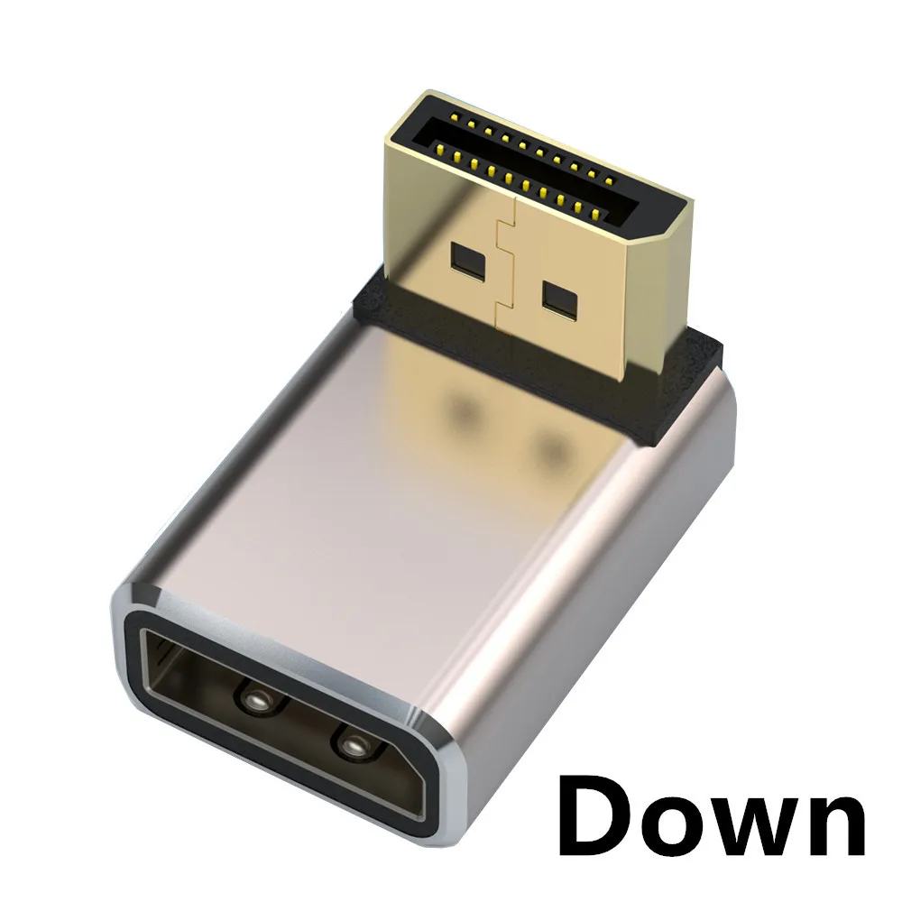 8K DisplayPort 1.4 Adapter Flat 90 Degree and 270 Degree Right Angle DP Male to Female Vertical Connector Converter DP L Shape