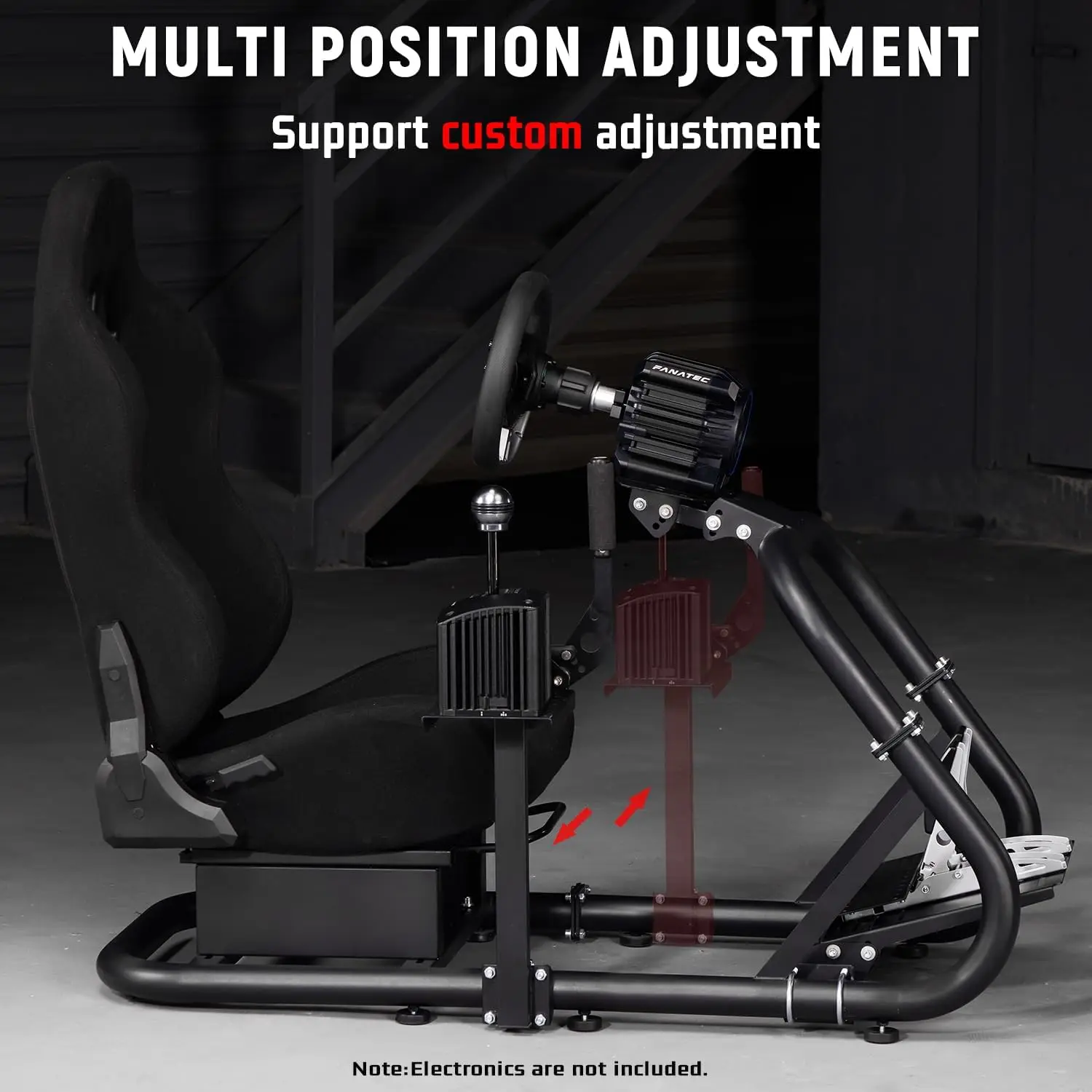 Sim Cockpit, Adj. Black Seat, Fit G27-923, Logi/Thrust/Fanatec, No Wheel/Pedal/Handbrake 5