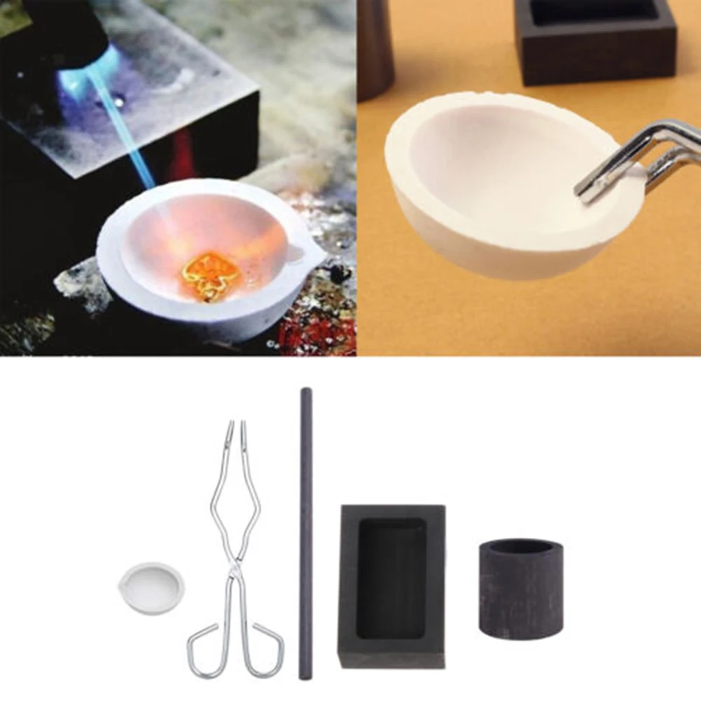 

4PCS Graphite Crucible Melting Kits Gold Ingot Mold Set Jewelry Smelting Ingot Set Jewelry Design Repair Tool