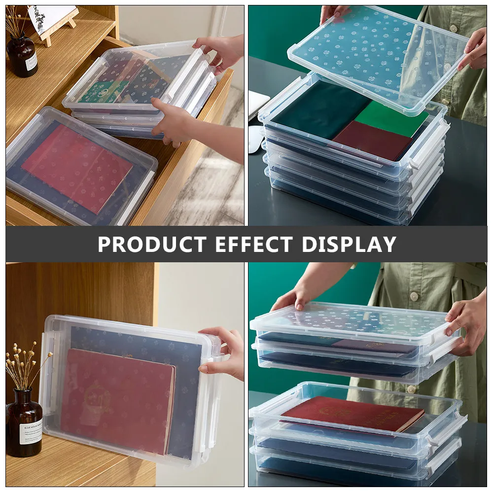 투명한 다층 PP 파일 박스 사무실 연구용 종이 파일링 케이스를 위한 슬림형 휴대용 문서 정리 보관함