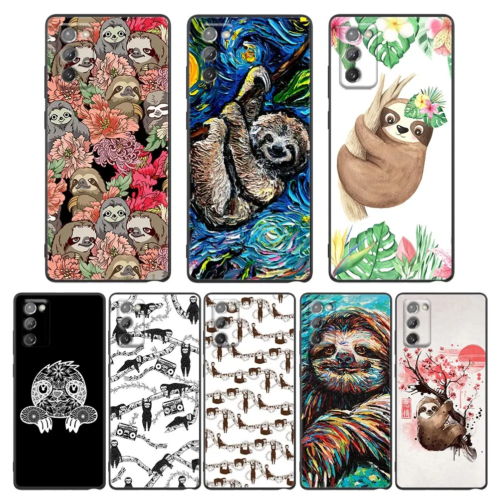 Funny Bradipo Flower Case Per Samsung Note 20 Ultra 5G 8 9 10 Galaxy M12 M22 M30S M32 M52 M62 F62 Cover Fundas Tree Sloths Animal