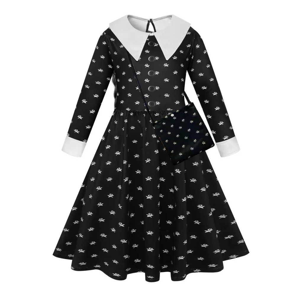 

Children Dresses for Girls Wednesday Addams Cosplay Clothes Kids Girl Princess Dresses for Very Elegant Party Carnival Costume