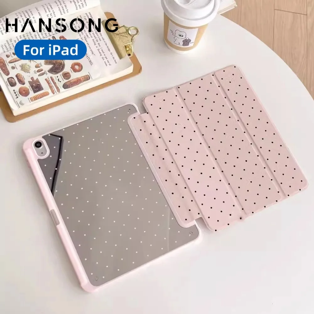 Sleek Black Polka Dots Trifold Magnetic Smart Cover