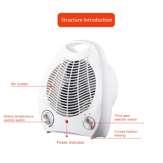 Forrófűtés 2000W Asztali Hordozható Nagysebességű Téli Elektromos Fűtés Légáramlás Torony Ventilátor Fűtő Léghűtő - Image 3