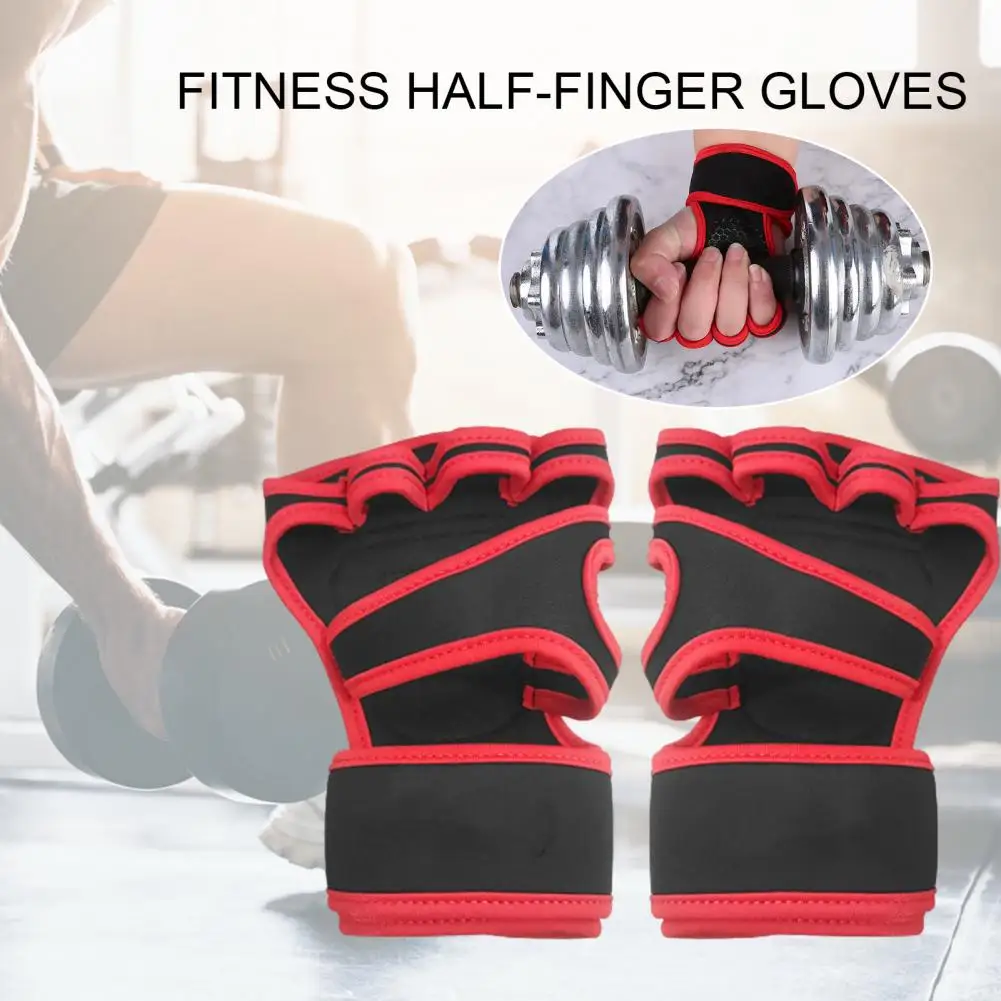 Guantes de medio dedo para Fitness, cinta de sujeción, transpirables, antideslizantes, envoltura de muñeca, para hombre