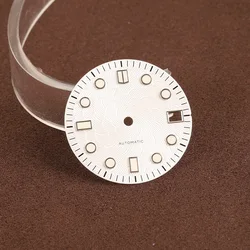 Green Luminous Embossed Watch Face with Silver Index, 28.5mm Diameter (White)