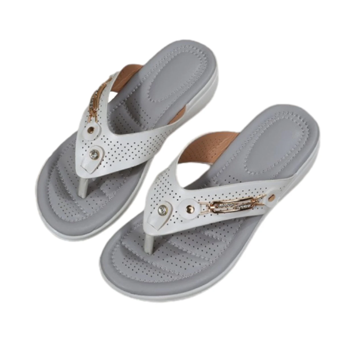 

39 размер белые женские большие пляжные тапочки в елочку Повседневные тапочки на плоской подошве-1 шт.