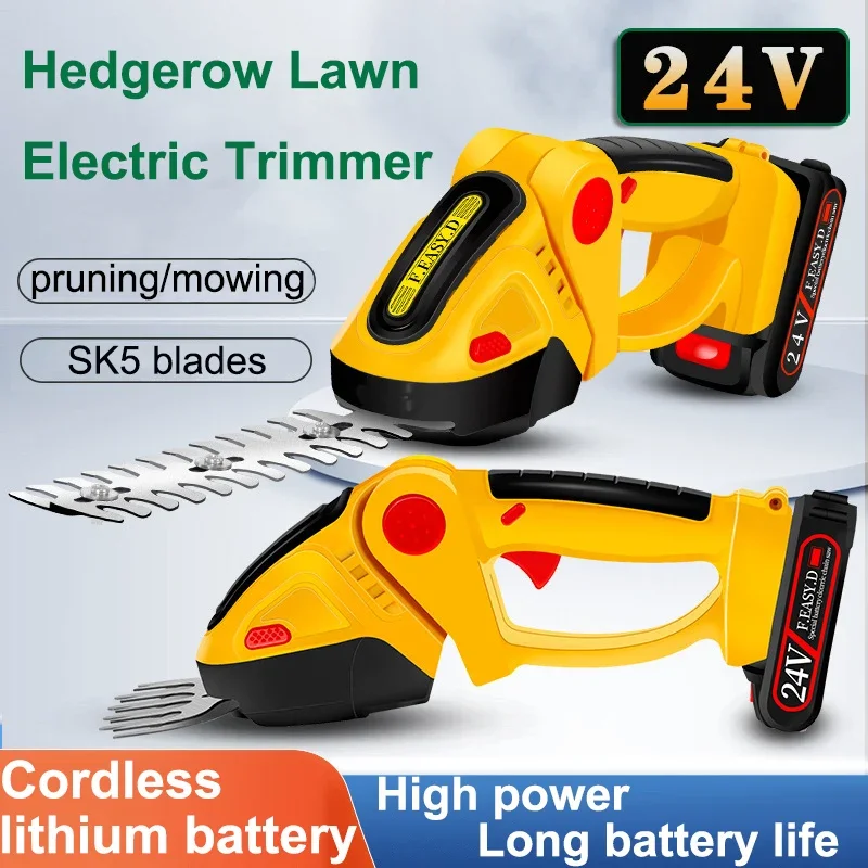 

24V Garden Pruning Electric Hedge Trimmer Weed Eater Cordless Rechargeable Grass Weeding Shears 15000RPM High Power Lawn Mower