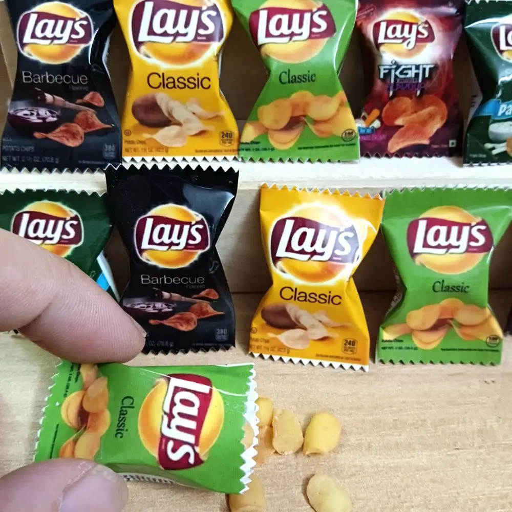 NEW 2Bag with Chips 1/6 Scale Dollhouse Miniature Fried Chips Mini Pretend Food for Blyth Barbies BJD Doll House Toys 2