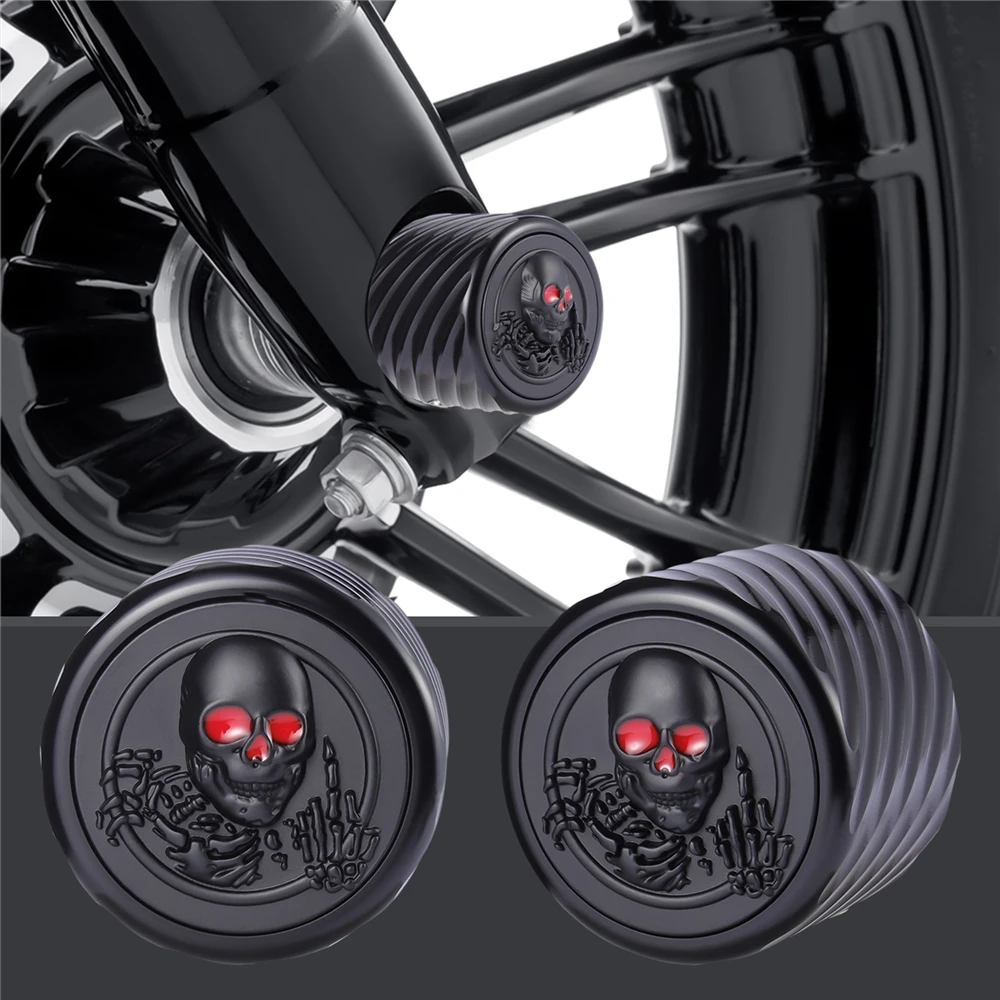 1 Pair Motorcycle Front Axle Nut Covers Caps for Harley Softail