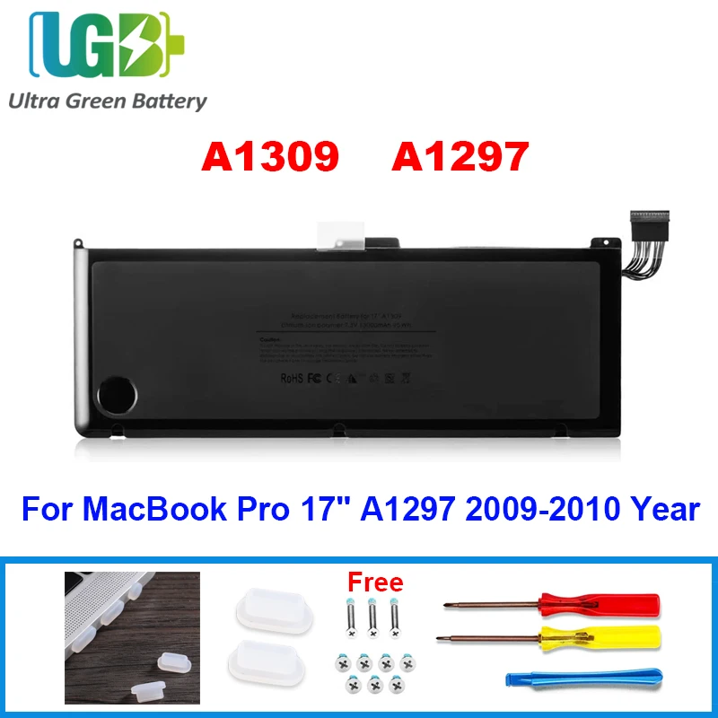 

UGB New A1309 Laptop Battery For Apple MacBook Pro 17" A1297 Early-2009 Mid-2009 2010 MC226/A MC226CH/A MC226J/A NB604 A1383