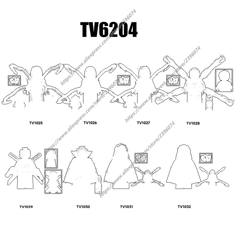 

1 шт., фигурки-конструкторы TV6204 TV1025 TV1026 TV1027 TV1028 TV1029 TV1030 TV1031 TV1032