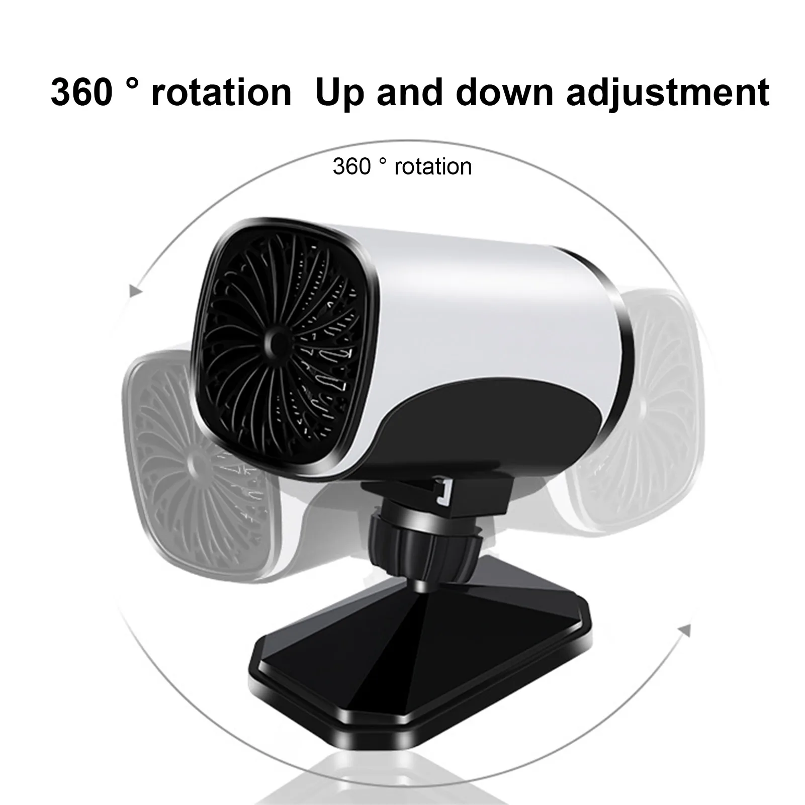 Ανεμιστήρας θέρμανσης αυτοκινήτου Ανεμιστήρας θέρμανσης Μίνι φορητός αποψύκτης παρμπρίζ Αποθάμβωση γρήγορης θέρμανσης Ανεμιστήρες αυτοκινήτου Περιστρεφόμενοι 360 μοίρες 12V / 24V_voghion.com