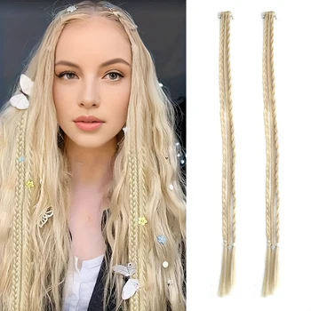 Treccia piccola a tre fili per parrucca, extension per capelli a treccia piccola, treccia femminile con clip BB, paio di treccine piccole