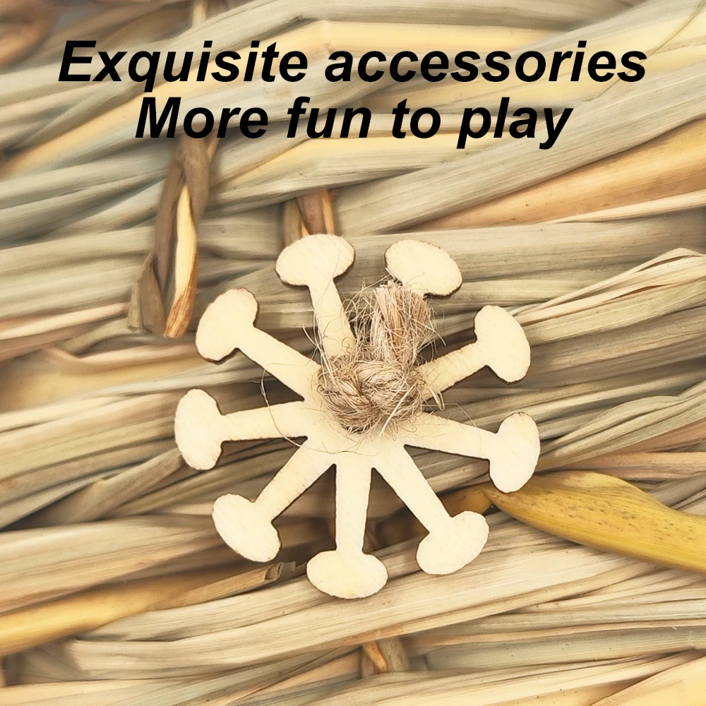 Random Style Wood Pet Parrot Bird Chew Toys Handmade Natural Straw Chewing Bite Hanging Cage Bell Swing Climb Pendant Swing Toy parrot toy bird toy bird cage accessories