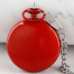 Bright Red Quartz Pocket Watch With Chain Personalised Pendant Pocket FOB Watch Best Gifts For Children Men Women