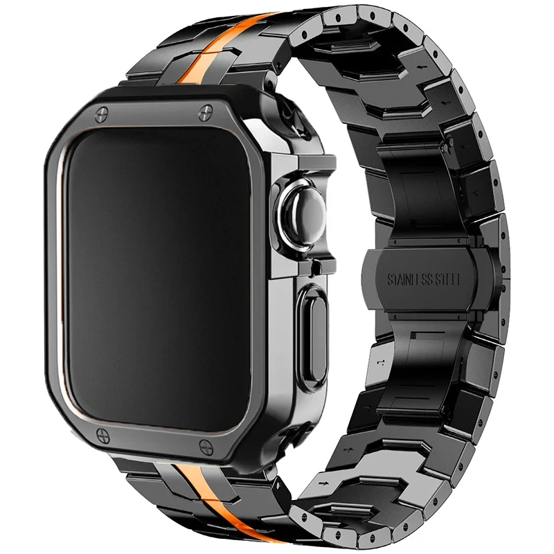 Premium Stainless Steel Watch Band and Protective TPU Cover Set
